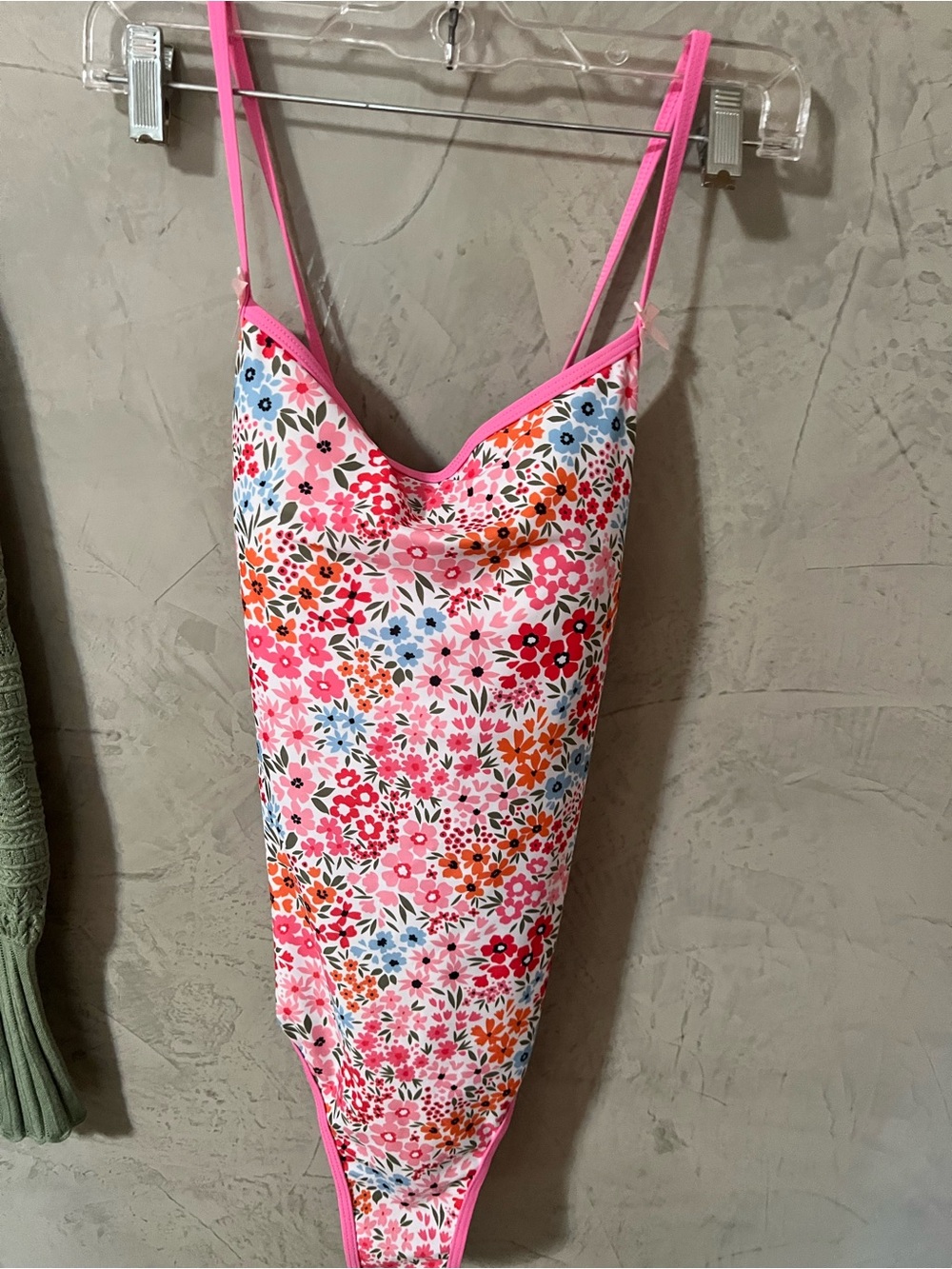 Floral Print Pink Trim Women’s Slip Bodysuit